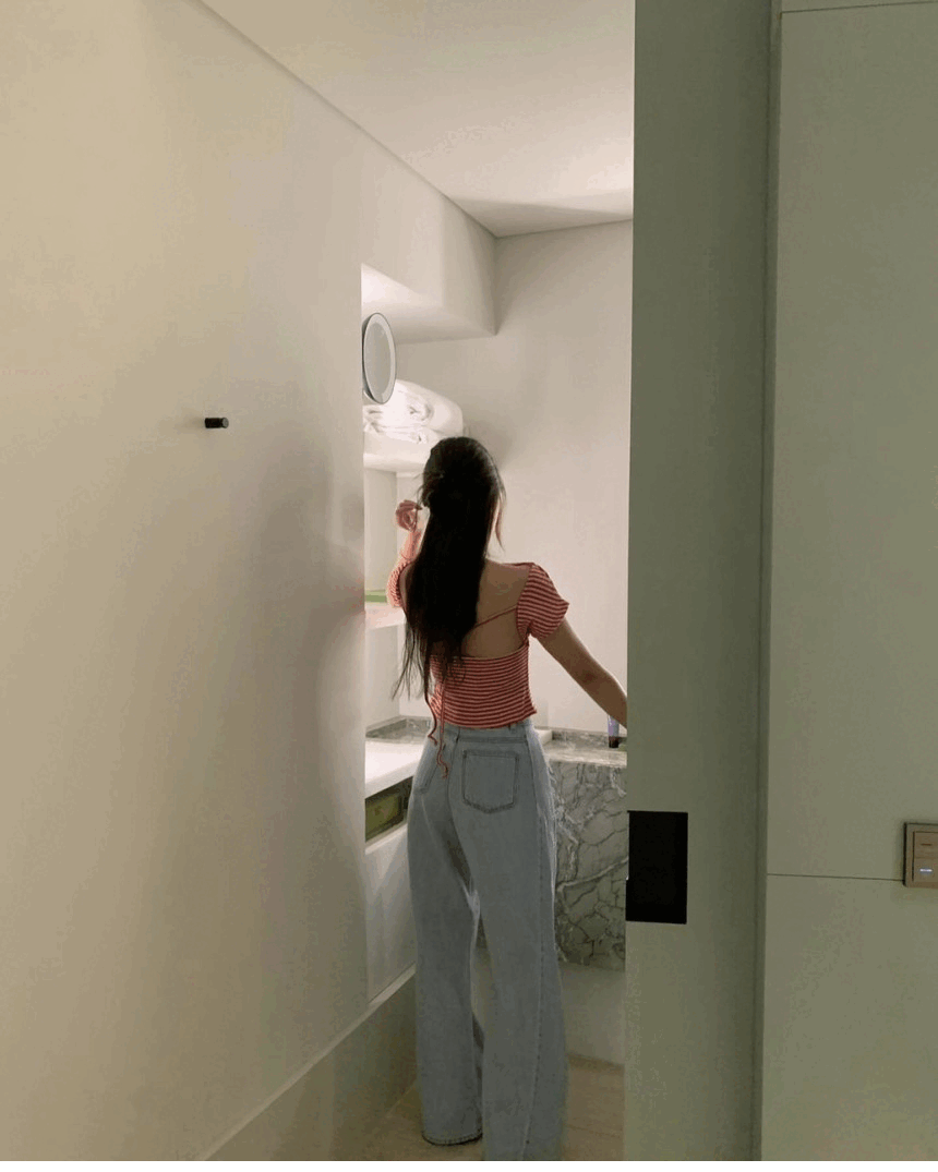 여성 바캉스 백트임 리본 반팔 티셔츠 5color